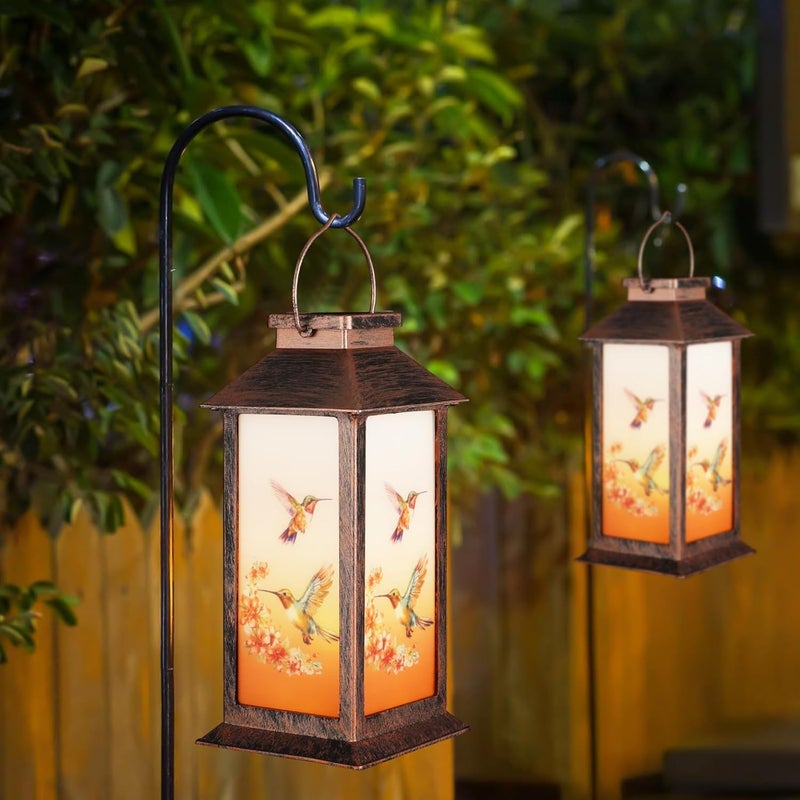 Doogarden Solar Lantern Outdoor Waterproof Hummingbird Garden Decor Birthday Gifts for Women Mom and Grandma Solar LED Plastic Decorative Hanging Light for Yard(Hummingbird ) - Image 4
